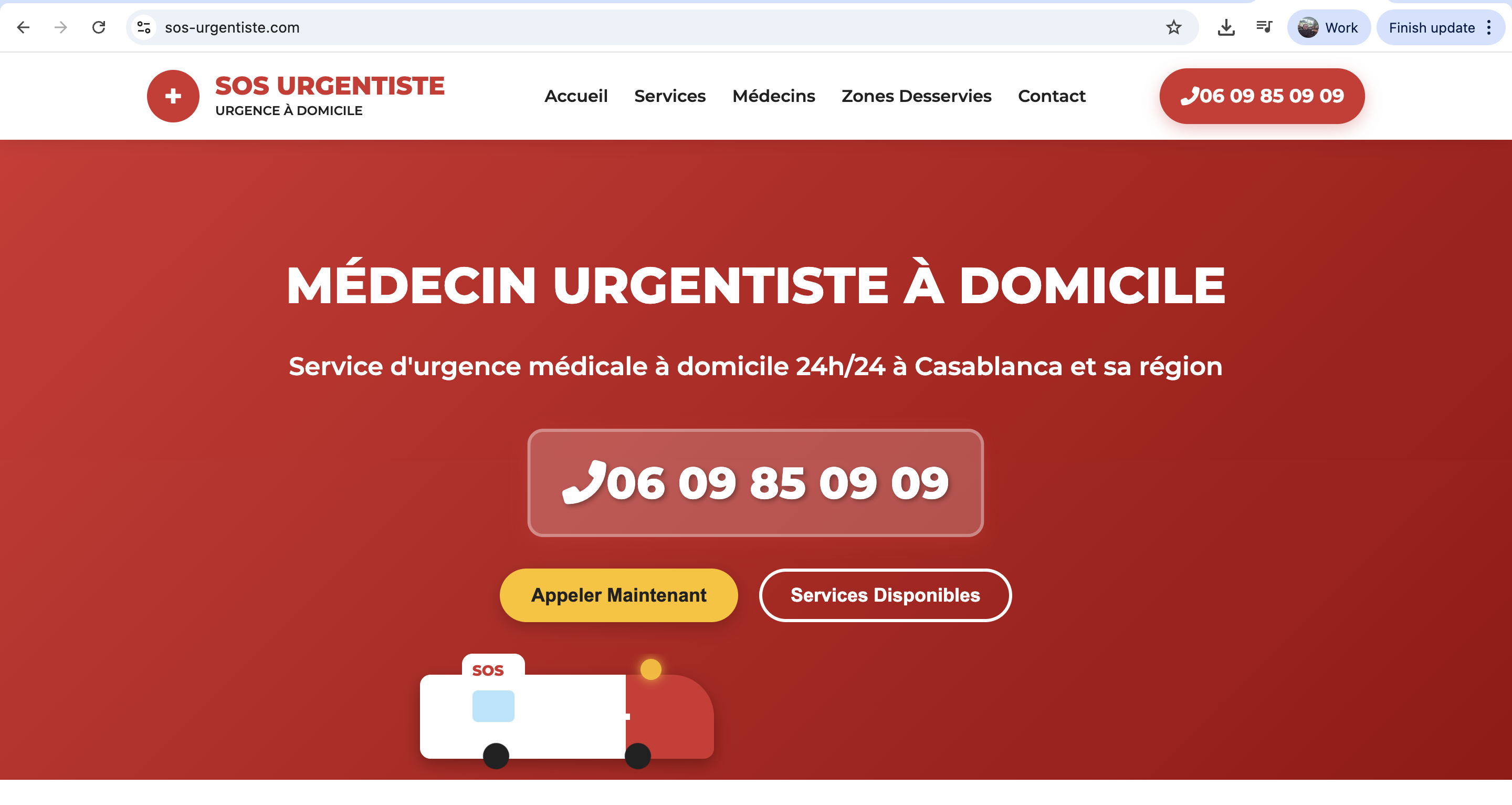 SOS Urgentiste website screenshot
