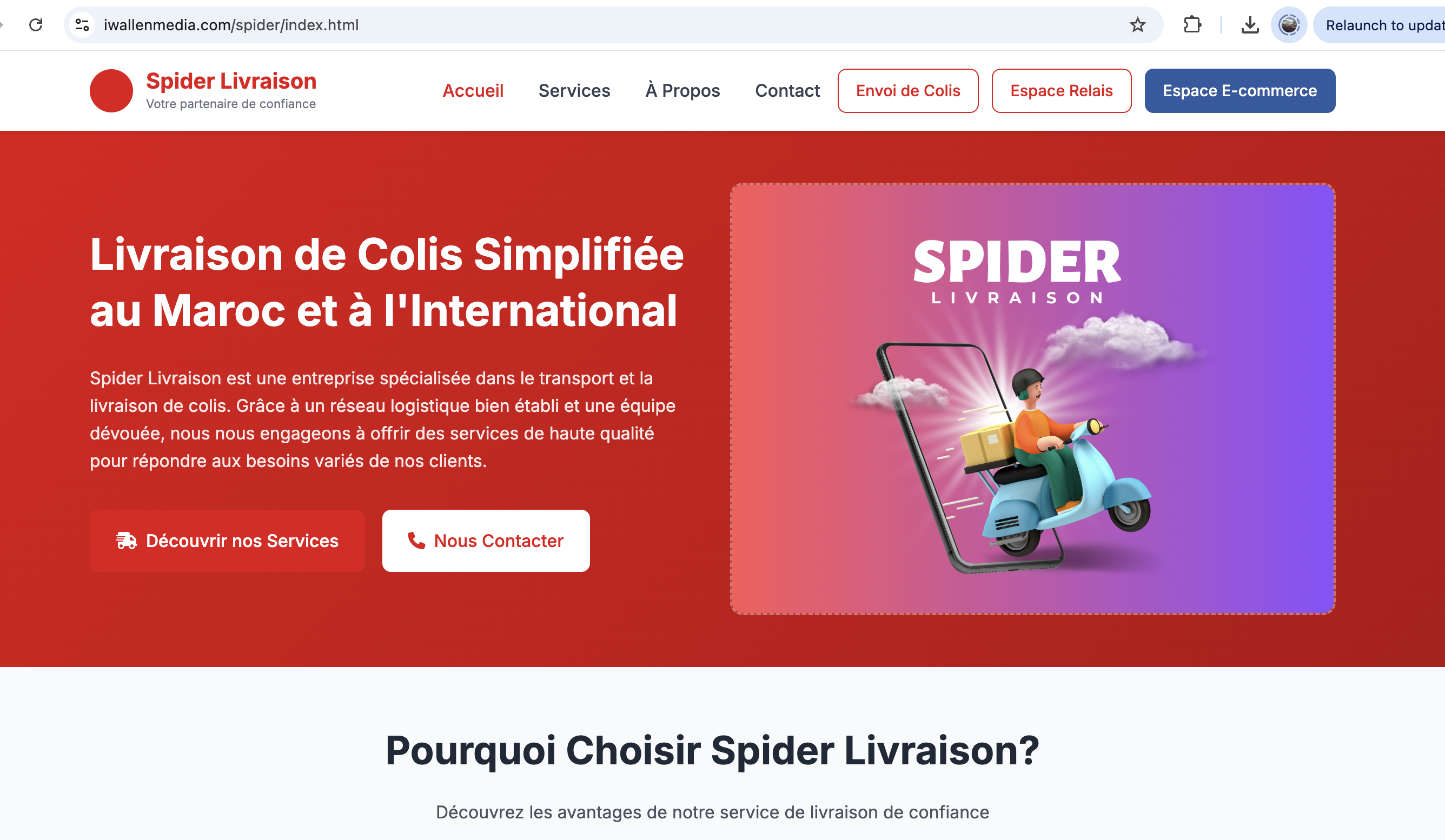 Site Spider Livraison - Service de livraison rapide Casablanca